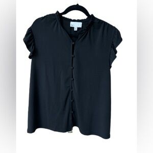 NORDSTROM RACK NWOT LADIES BLACK TOP, CAP SLEEVES, SIZE LARGE